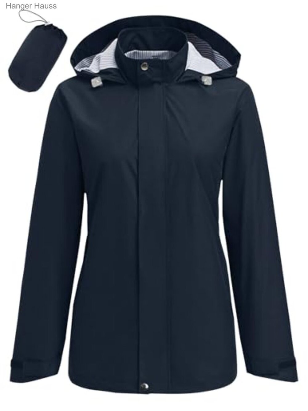 Waterproof Hooded Rain Jacket Lightweight Packable Trench